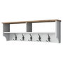 Hanah Home P2 - 2460 Perchero Recibidor con Almacenamiento y Ganchos de Metal, Blanco y Nogal, 120x37.2x22.2 cm